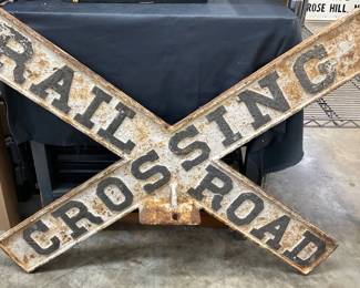 DS Embossed Metal Railroad Crossing Sign, 48 Inches