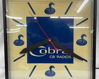 15in. Cobra CB Radios Advertising Wall Clock with Cracked Plastic Lens
