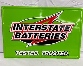 Embossed Metal Interstate Batteries Sign, 17 1/2″ x 12″