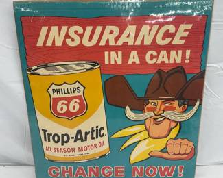 Phillips 66 Insurance in a Can Trop-Artic Cardboard Advertising Sign, 15.5 x 17 