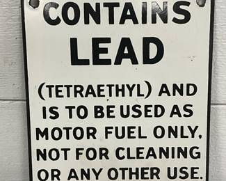 Contemporary Porcelain Pump Plate with ‘Contains Lead’ Warning, 7 x 9 Inches