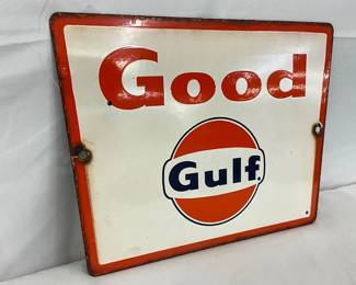 Porcelain Gulf Oil Good Gulf, 11.5 x 9