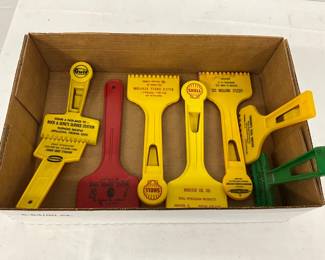 Early Service Station Branded Window Scrapers, Lot of 8