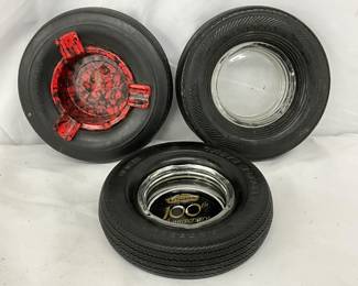 BF Goodrich Lot of Three Tire-Themed Ashtrays