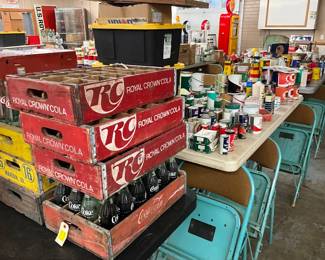 NUMERIOUS OIL CANS, BOTTLES, ADV. ITEMS