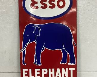 Esso Porcelain Single-Sided Sign Featuring Elephant Kerosene, 12in x 24in