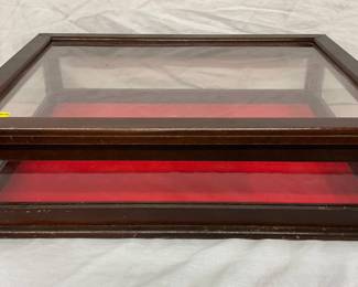 22 1/2×6 Countertop Open-Top Display Case with Plastic Panels and Red Interior