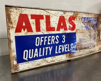 Atlas Metal Advertising Sign, 24in x 10 1/2in