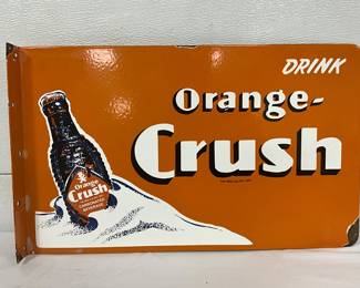 Orange-Crush Porcelain Double-Sided Flange Sign, 20×12 Inches