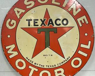 Texaco Gasoline Motor Oil 41-Inch Double-Sided Porcelain Sign