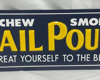 Metal Contemporary Mail Pouch Tobacco Tin Advertisement Sign, 11 x 4 