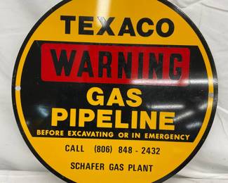 12-Inch Metal Texaco Gas Pipeline Warning Sign