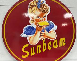 Sunbeam Double-Sided Porcelain Advertising Sign, 30-Inch Diameter