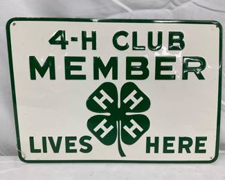 Embossed Metal ‘4-H Club Member Lives Here’ Sign, 13 1/2 x 9 1/2 Inches