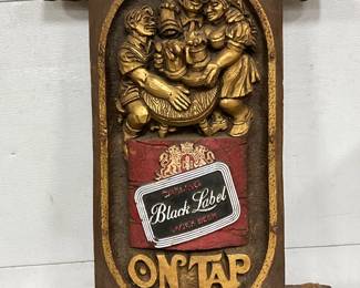 Carved Wooden ‘Black Label On Tap’ Foam Sign, 20in x 28in
