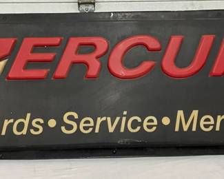 Plastic Embossed Mercury Outboards Service Sign, 72in x 24in
