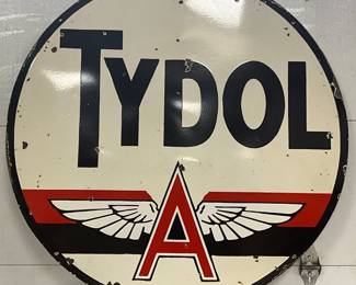 Double-Sided Porcelain Tydol ‘A’ Gasoline Sign, 48-Inch Diameter