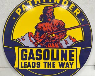 Pathfinder Gasoline Single-Sided Metal Sign, 25 1/2-Inch Diameter