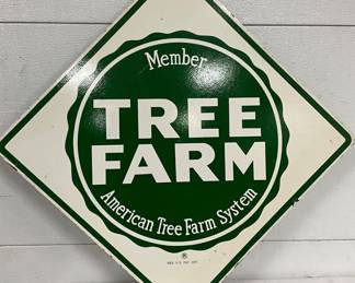 Green And White Masonite Sign for ‘Tree Farm’ by Stout Sign Co., 30in