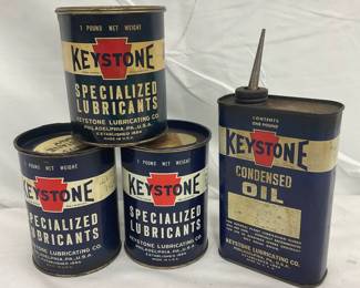 4 Keystone Lubricant Cans, Including 3 One pd. Specialized Lubricants and 1 One-Pound Condensed Oil 