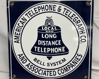 8-Inch Porcelain American Telephone & Telegraph Co. Bell System Sign