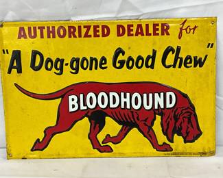 Embossed Metal Sign for Bloodhound Authorized Dealer, 1993, 13×9 Inches