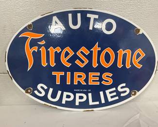 Contemporary Firestone Tires Auto Supplies Oval SSP Sign, 16in x 11in