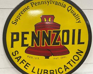 Pennzoil Double-Sided Porcelain Sign, 29 Inches