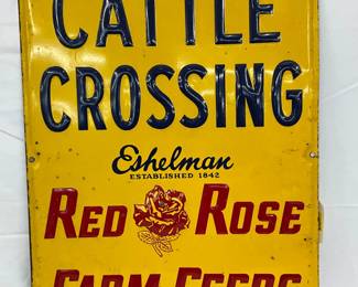 Red Rose Cattle Crossing Sign, 18x24 