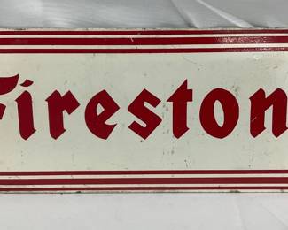 Firestone 12 1/2×5-Inch Metal Sign with Red and White Design