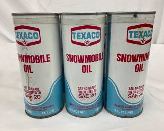 6 Texaco Snowmobile Oil SAE 20 Grade Prelube Cans (16 oz Each)