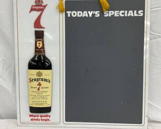 17 1/2-Inch Metal Seagram’s Menu Board Sign Featuring Seagram’s 7 Crown Whiskey