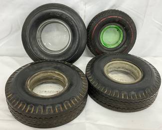 4 Tire-Shaped Ashtrays: Three Firestone and One India Brand