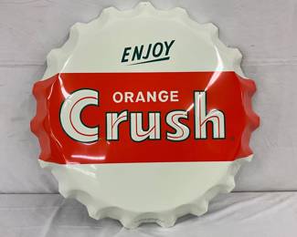 22-Inch Orange Crush Embossed Button Sign by Stout Sign Co.
