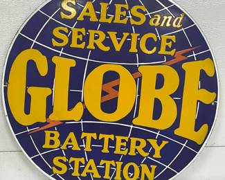 Globe Single-Sided Porcelain Advertisement Sign, 20 in.