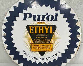 12-Inch Contemporary Porcelain Purol Ethyl Gasoline SSP Sign