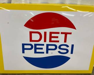 1968 Metal Embossed Diet Pepsi Advertising Sign, 45×32 Inches