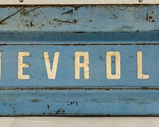 Embossed Chevrolet Truck Tailgate, 66in x 21in, Distressed Blue Finish