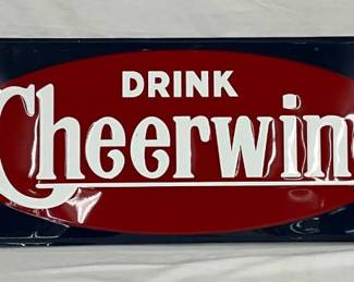 11 x 48 Embossed Metal Cheerwine Advertising Sign