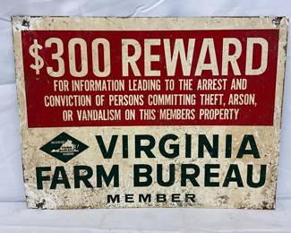 16×12 Inch Virginia Farm Bureau Metal Reward Sign