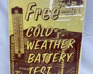 14×22 Firestone Batteries Advertising Poster for Cold Weather Battery Testing