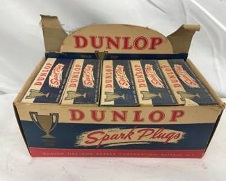 Cardboard Dunlop Spark Plugs Display with Original Packaging, with product 