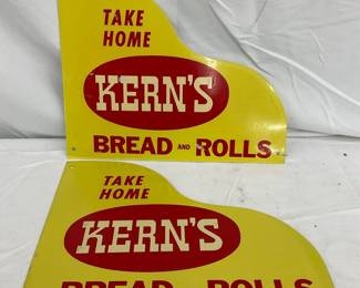 Two Kern’s Bread and Rolls Double-Sided Metal Advertising Signs
