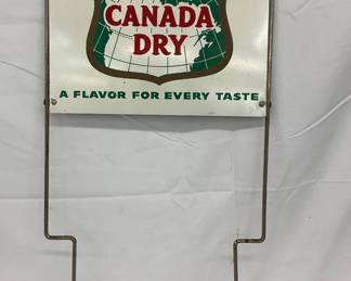 Canada Dry Tin Advertising Sign with Wire Stand, 14 x 11 1/2 Inches