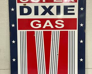 Super Dixie Gas Porcelain Single-Sided Sign, 18×24 Inches