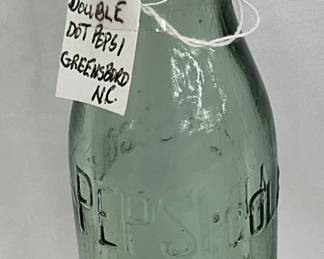 Vintage Emb Glass Pepsi Double Dot Bottle from Greensboro, NC