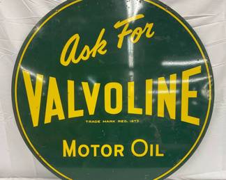 30-Inch Metal Double-Sided Valvoline Motor Oil Sign, Dated 1957