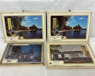 Four Mebane NC Glass Thermometer Frames with Scenic Prints
