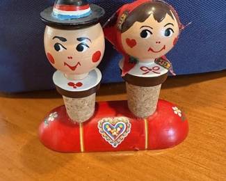 Vintage hand painted wine stoppers.