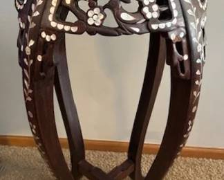 Antique Chinese carved rosewood and mother of Pearl decorated plant stand.
